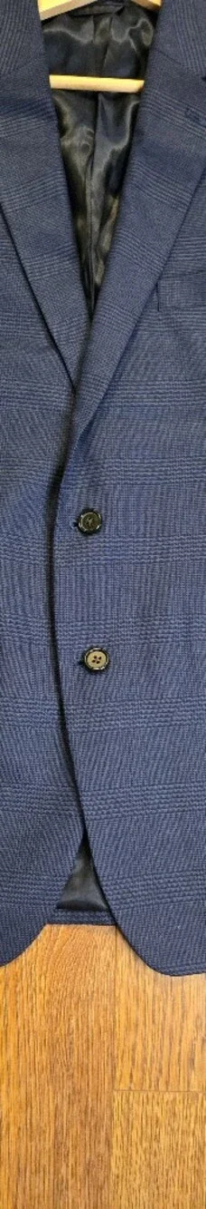 Lauren Ralph Lauren Men's 42R Navy Blue Plaid Sport Coat Blazer 2 Button Stretch